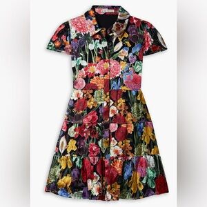 Meeko Tiered Floral-print Satin And Crepe De Chine